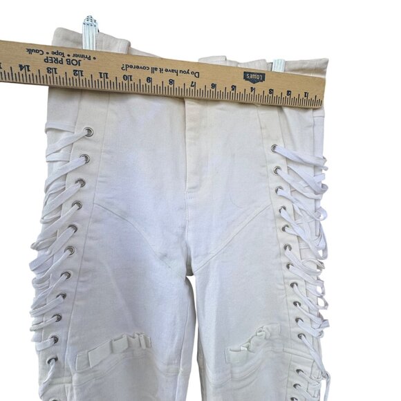 I.AM.GIA Holly Pant Lace Up Side Grommet Detail Cotton Stretch White Medium - Picture 11 of 15